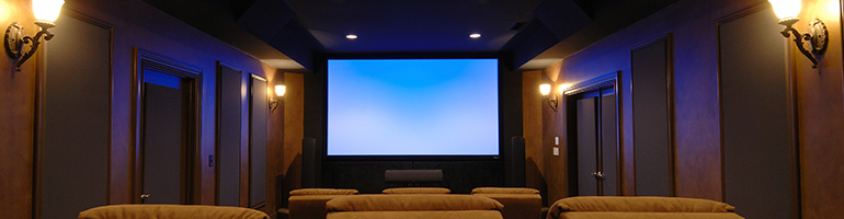 home theater with six chairs